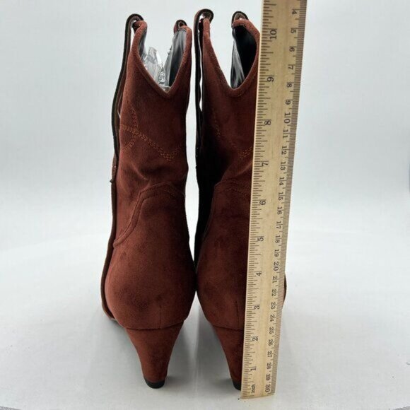 Women Square Toe Comfort Kitten Low Heel Ankle Boot Pull On Bootie Winter - Picture 4 of 7